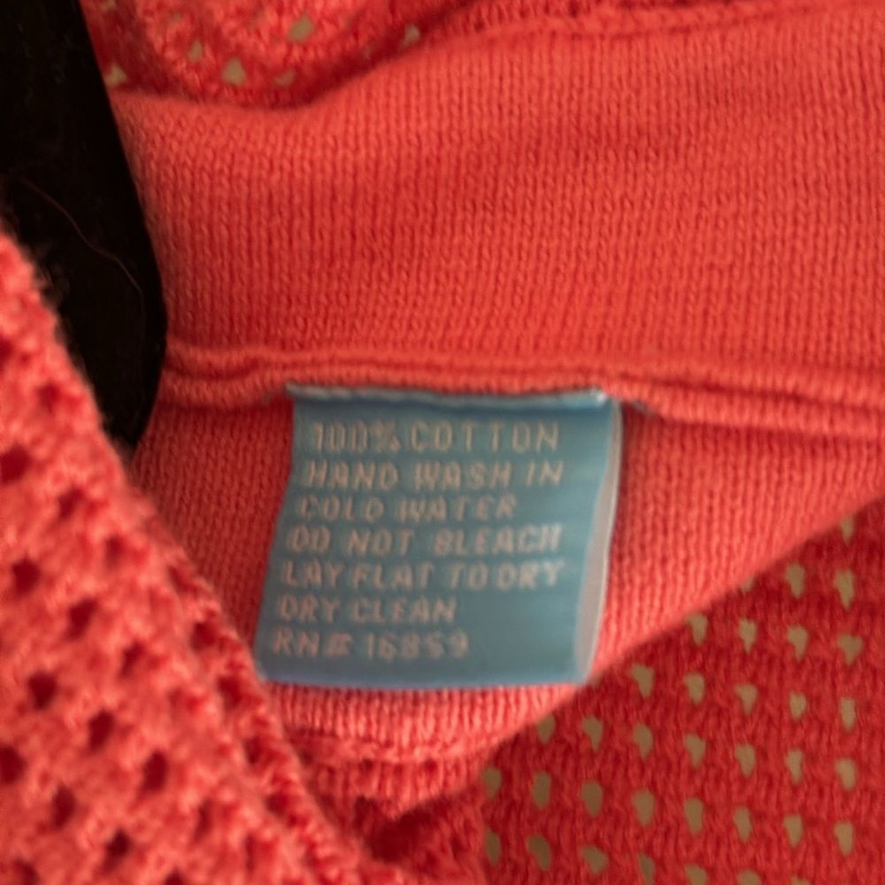 J. McLaughlin Coral ORANGE PonchoSweater Knit 100% Cotton  One Size - Picture 6 of 6
